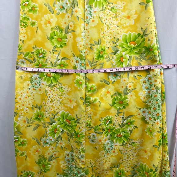 Vintage Sears Hawaii Dress Womens 10 Maxi Yellow Floral Muumuu Tropical Beach - Picture 11 of 14